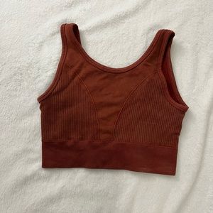 burnt orange compressive sports bra